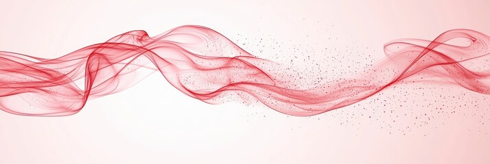 Elegant red waves gracefully flow across a soft background, creating a sense of movement and tranquility.