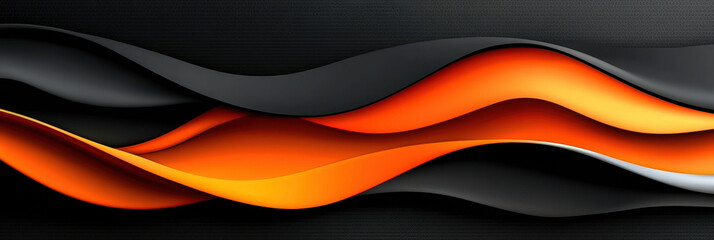 Vibrant abstract background featuring dynamic waves in orange and black, perfect for modern design and creative projects.