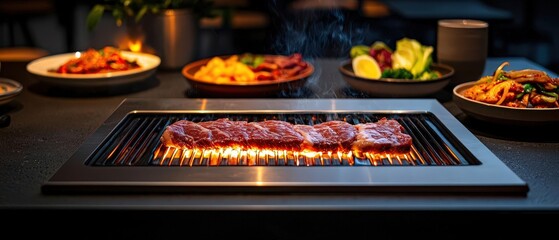 Modern Korean BBQ restaurant interior with a sleek
