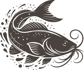 Cat fish drawing vector