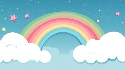 Bright and Colorful Rainbow Surrounded by Soft Clouds and a Beautiful Sky