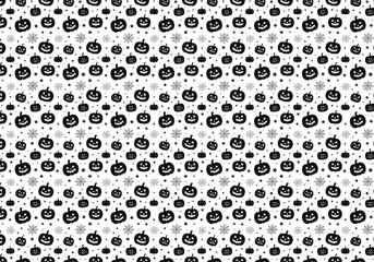 Fototapeta premium Halloween Pumpkins Spiderweb Black and White Pattern