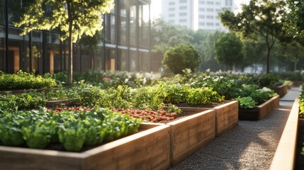 A Lush Urban Garden: A Vivid Green Oasis Amidst City Life and Sustainable Practices