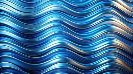 Shiny and lustrous blue metal waves texture background, liquid, chrome, waves, shiny
