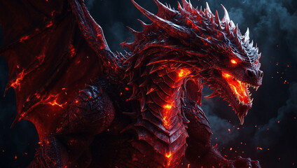 Red Dragon Breathing Fire Mythology Creation