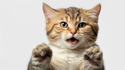 Fototapeta premium Surprised Cat Covering its Mouth with Paw