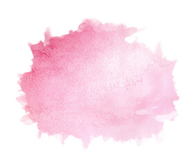 Watercolor shape in soft pink hues creates a delicate, abstract design element on a transparent background