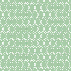 A repeating pattern of teardrop shapes in a soft green color, suitable for backgrounds or textile designs.