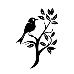 bird in the branch tree illustration