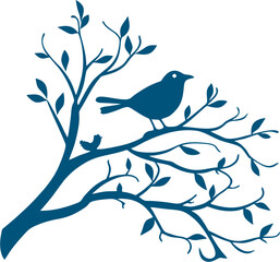 bird in the tree ornament illustration