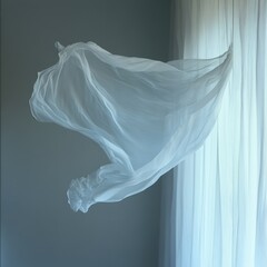 Fototapeta premium Cloth – Artistic Photo of Flowing Cloth Suspended in Midair Creating a Weightless Appearance