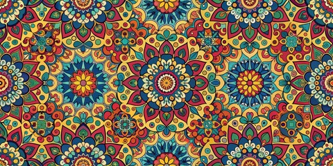 Gorgeous seamless pattern featuring vibrant colors and intricate designs, beautiful, seamless, pattern, vibrant, colors