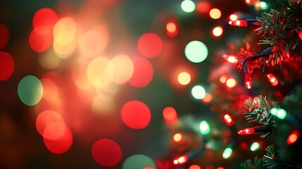 Festive Christmas Lights Bokeh Background