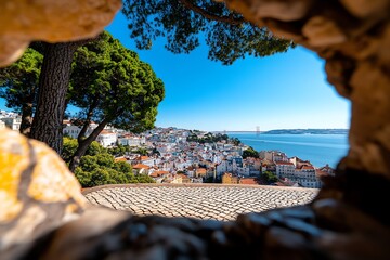 The scenic view from Miradouro da Senhora do Monte, capturing the vibrant cityscape of Lisbon