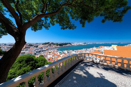 The scenic view from Miradouro da Senhora do Monte, capturing the vibrant cityscape of Lisbon