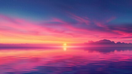 Minimalist Background: Bright Sunlight and Colorful Horizon Illustrating Nature’s Morning Beauty