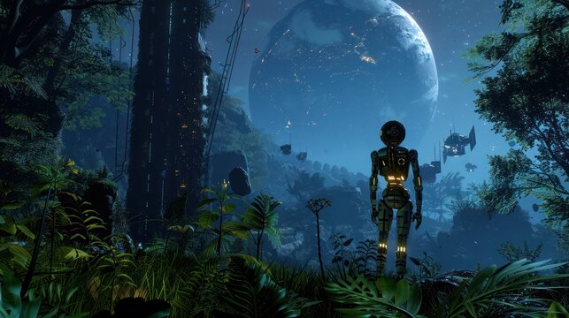 Robot in a Futuristic Jungle