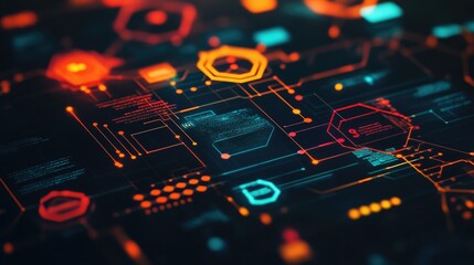 Infographic – Geometric Shapes Dividing Various Sectors Including Tech, Healthcare, and Energy