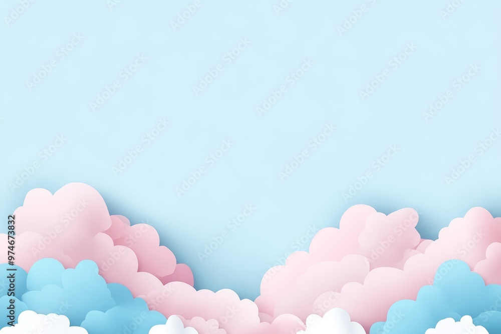 Poster soft pastel clouds background with white space, ideal for calm and serene designs generative ai