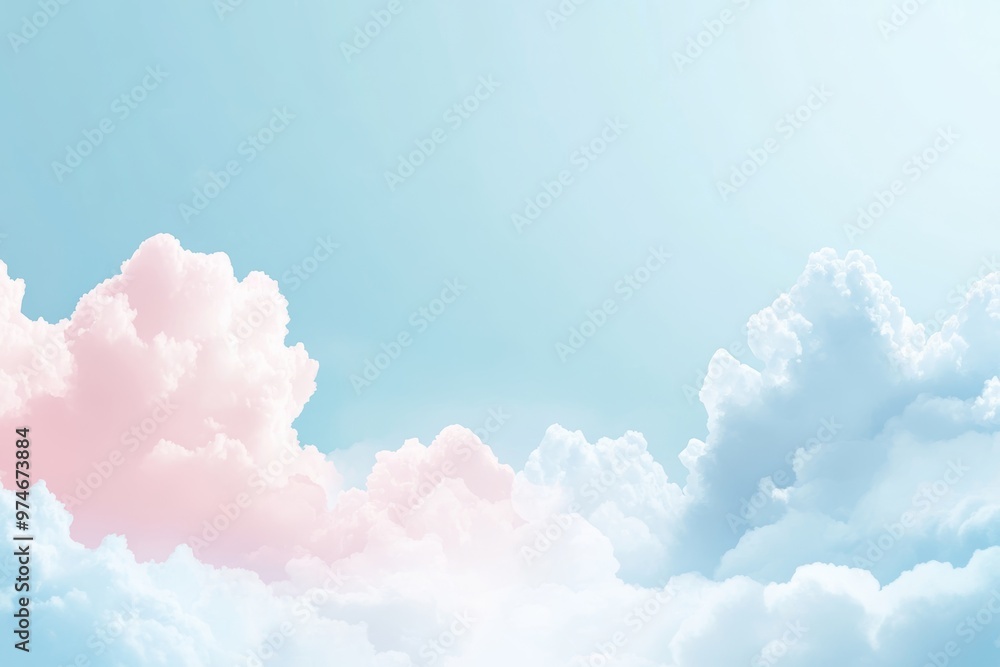 Poster whimsical pastel clouds background for design and digital art generative ai