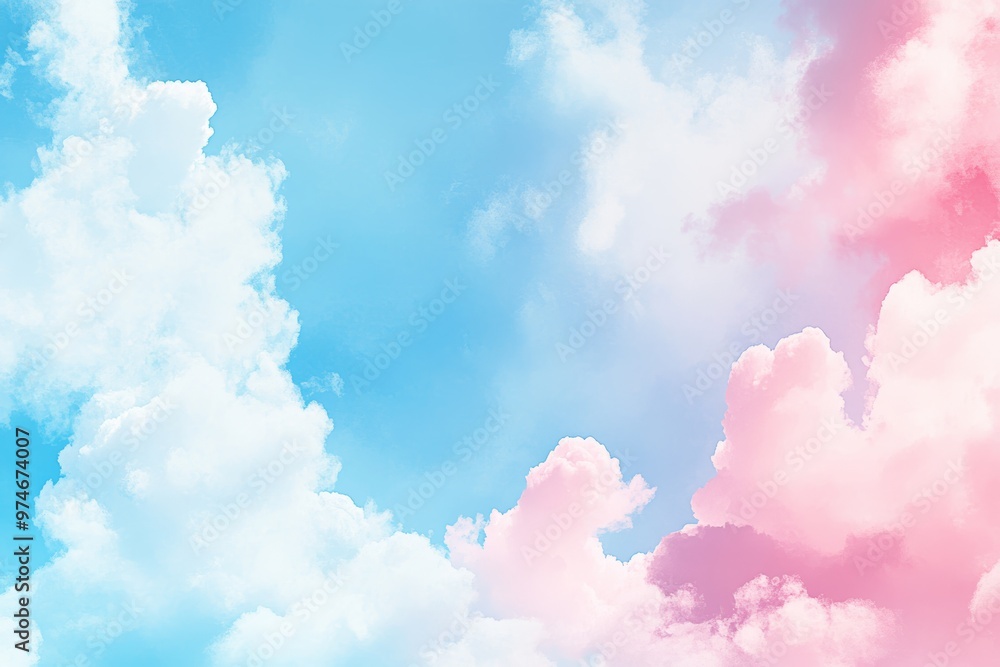 Poster whimsical pastel clouds background for design and digital art generative ai