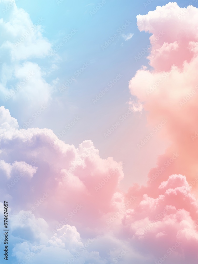 Poster whimsical pastel clouds background for design and digital art generative ai