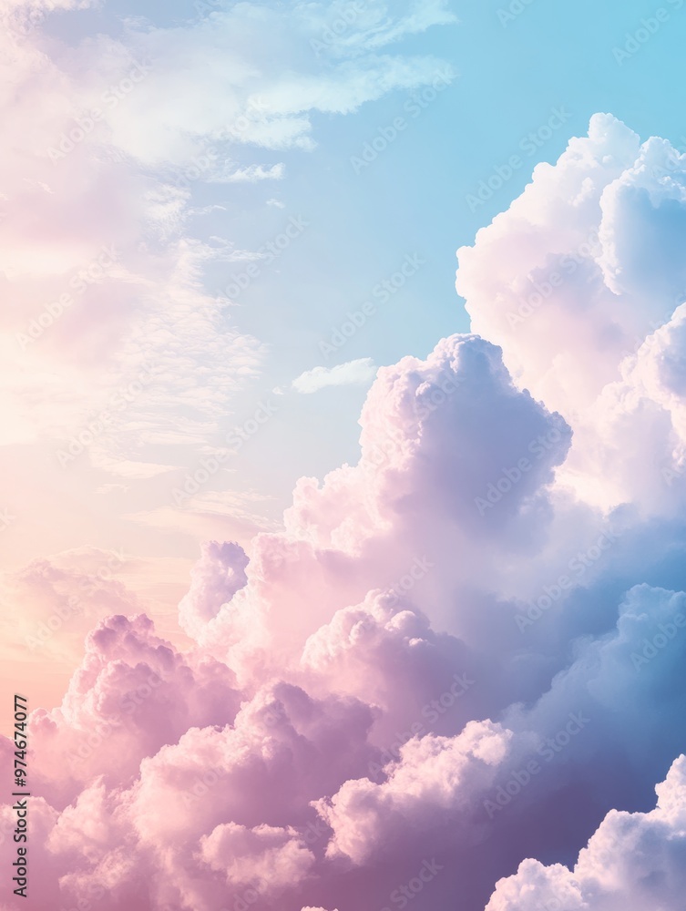 Poster soft pastel clouds background with white space, ideal for calm and serene designs generative ai