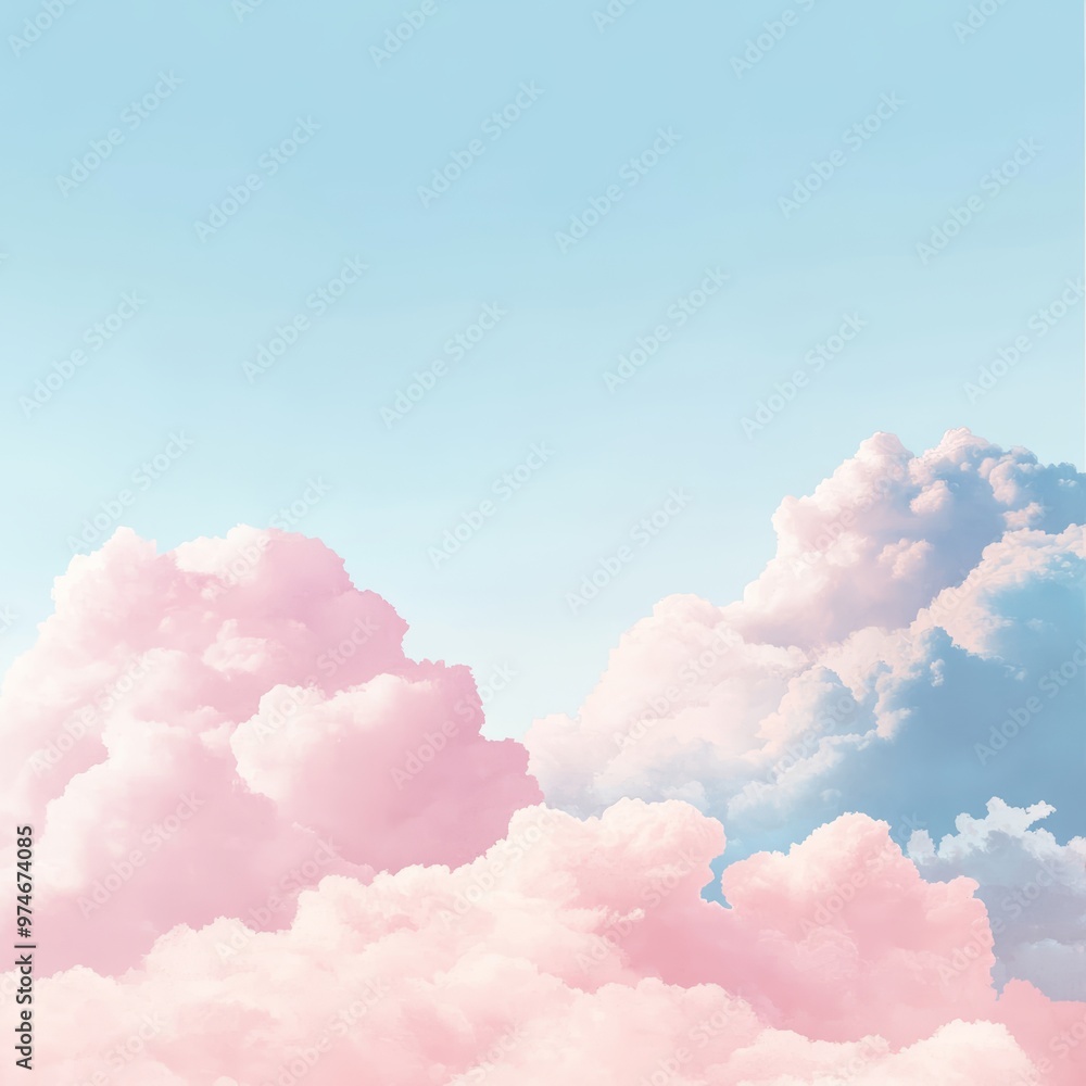 Poster soft pastel clouds background with white space, ideal for calm and serene designs generative ai