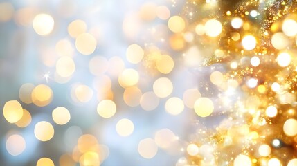 Obraz premium Festive Golden Bokeh Lights Abstract Background