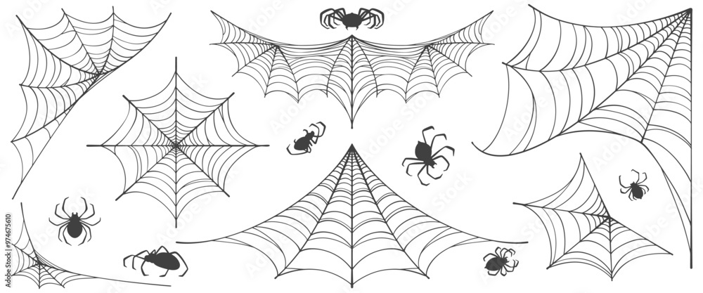 Wall mural vector set of spider web on white