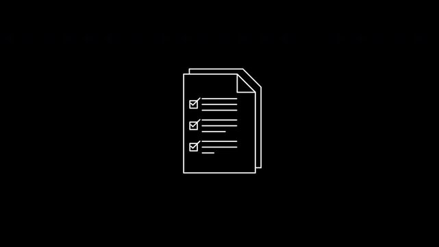 White outline checklist animation on black background. Suitable for productivity, organization, planning, todo lists, task management concepts in designs.