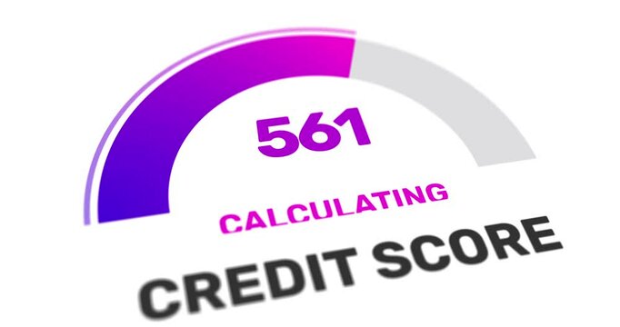 Animated low credit score level, calculation of poor financial personal credit score, bad solvency pie-chart counter, footage