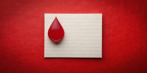 Fototapeta premium Blood donation concept on red note paper background, blood, donation, concept, red, note, paper, background, health, medical