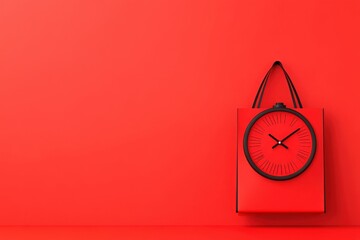 Black Friday shopping concept Minimal Black Friday shopping, limited time offer, bold countdown clock, flat design illustration, copy space for stock photo with minimal concept, No logo, No