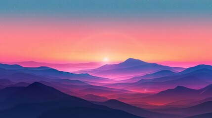 Fototapeta premium Minimalist Background: Bright Sunlight and Colorful Horizon Illustrating Nature’s Morning Beauty