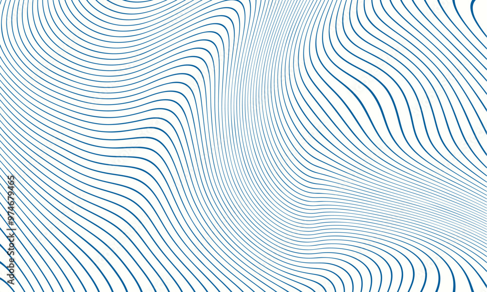 Fototapete abstract blue wave lines pattern on white background and texture. vector background