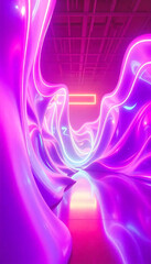 Electrifying neon waveforms with 3D futuristic vibes