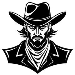 Cowboy silhouette vector illustration on white background