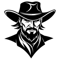 Cowboy silhouette vector illustration on white background