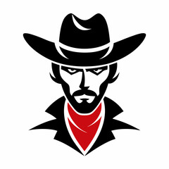 Cowboy silhouette vector illustration on white background