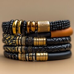 Bracelets – Set of Different Bracelets in Various Materials Displayed on a Neutral Background