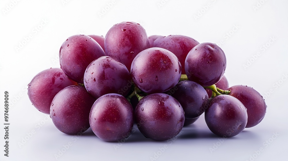 Aufkleber Red grape isolated on white background with clipping path : Generative AI