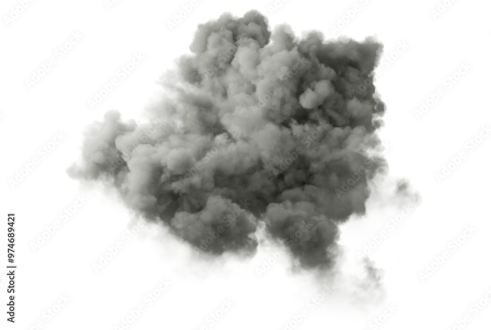 Poster midnight gray clouds puffy on transparent background 3d rendering png
