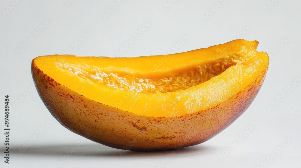 Canvas Prints A slice of ripe, orange-fleshed fruit showcasing its vibrant color and texture.