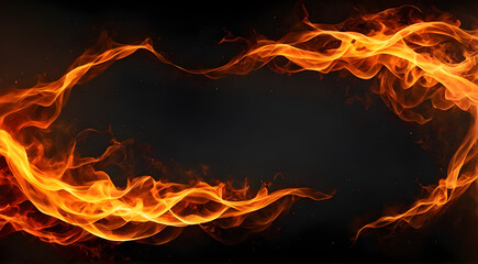 Fototapeta premium frame,flame orange yellow fire wave on a black background