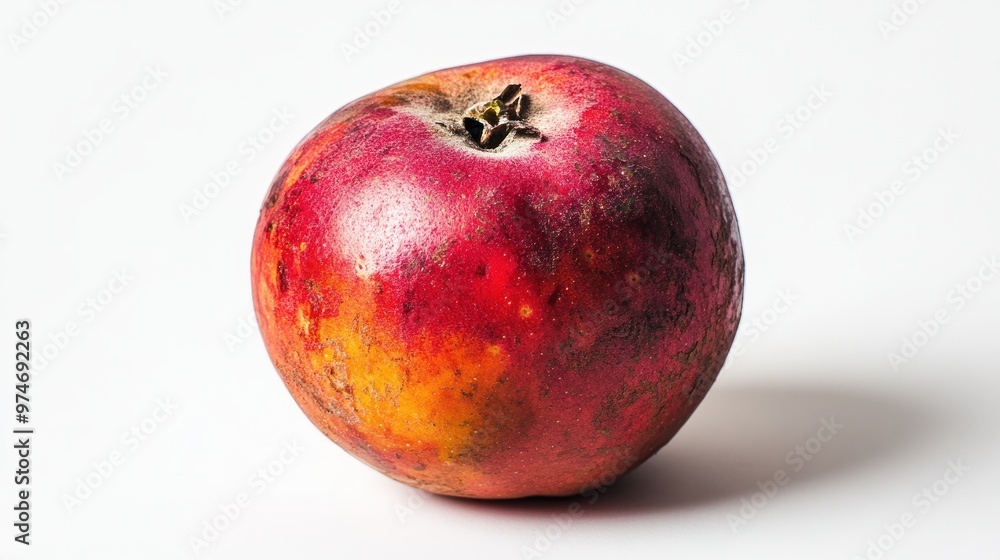 Poster A close-up of a red and yellow apple on a white background.