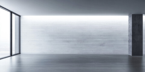 Fototapeta premium Empty room interiors in neutral tones with a mix of natural window lighting and shadows. Property interior with no furniture or decor.