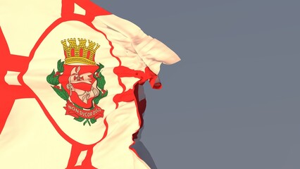 A bandeira da cidade ou município de São Paulo, a capital do estado de São Paulo, Brasil - Ilustração 3D