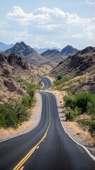 Fototapeta premium A Winding Road Through the Desert, Leading Towards a Distant Horizon