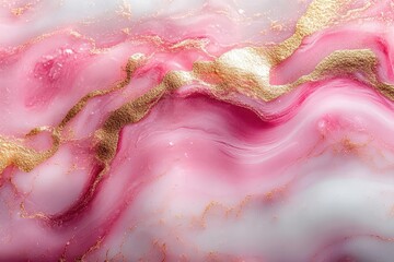Obraz premium luxurious abstract background featuring swirling pink marble patterns intertwined with shimmering gold veins ethereal wisps of rose gold mist add depth and mystery to the opulent composition